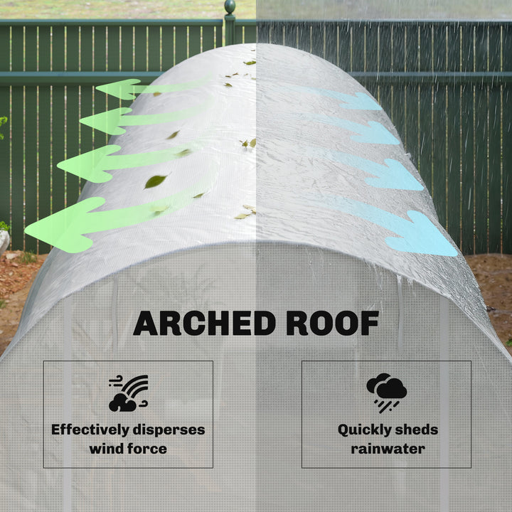 Estufa de Jardim 350x200x200 cm Estufa de Túnel com Porta Enrolável e 6 Janelas Cobertura de PE 140 g/m² Estrutura de Metal para Cultivo de Plantas Verduras Branco