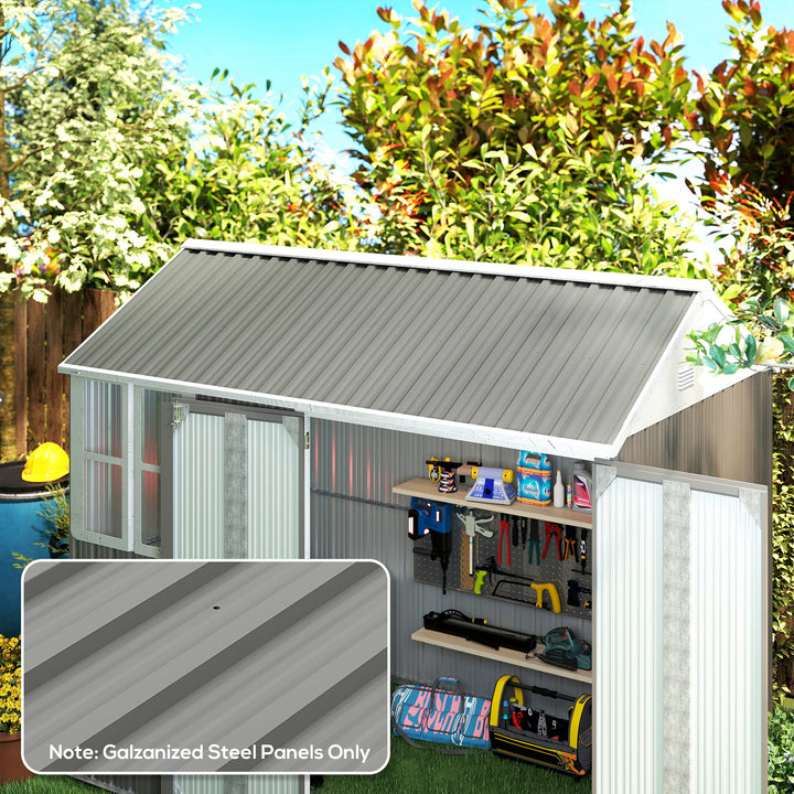 Conjunto de 12 Painéis para Teto de Aço Galvanizado Chapas Perfiladas de Teto 7m² para Abrigo de Ferramentas Abrigo Exterior 129x45 cm Cinzento Claro