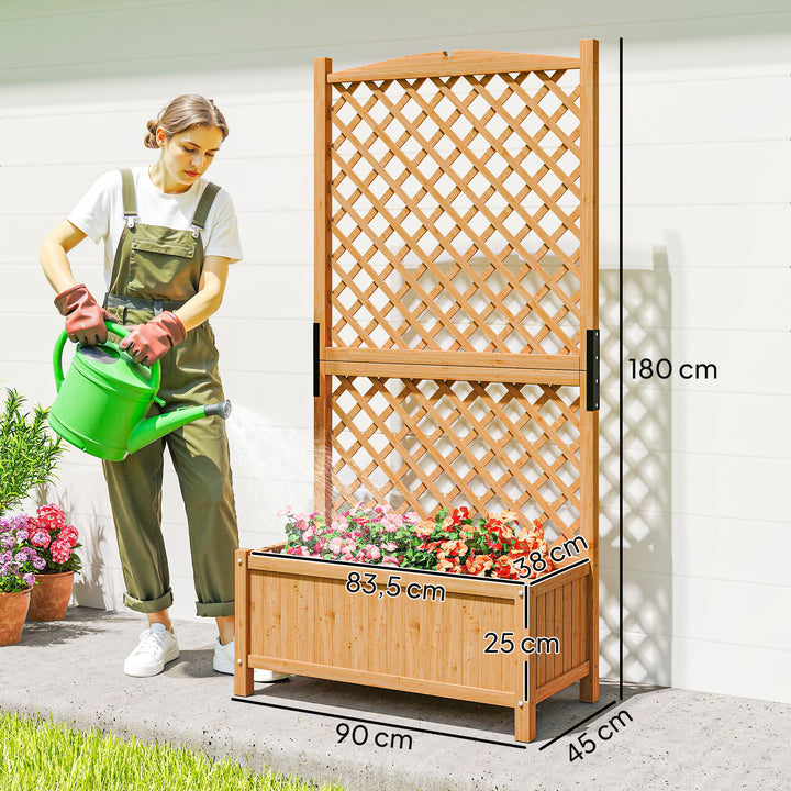 Floreira de Jardim com Treliça Caixa de Plantio com Suporte para Plantas Trepadeiras para Cultivo de Plantas Flores para Pátio Terraço Varanda 90x45x180cm Madeira