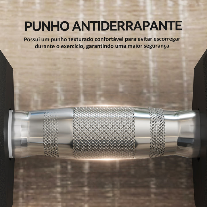 Conjunto de 2 Halteres Hexagonais 12,5 kg (25 kg Total) Ferro Fundido Revestidos em Borracha com Pega Anti-Deslizante para Musculação em Casa ou Ginásio Preto e Prateado