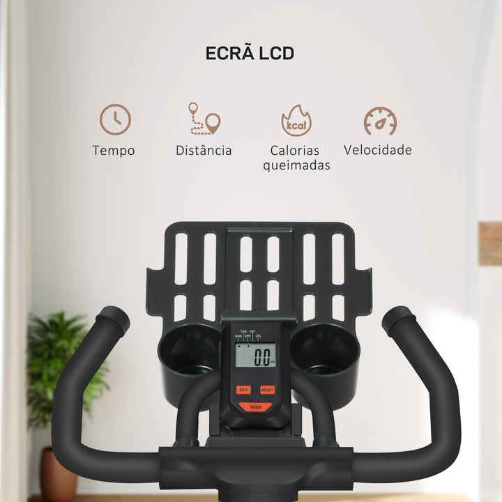 Bicicleta Estática com Resistência Ajustável Bicicleta Estática Fitness com Volante de Inércia 8 kg Ecrã LCD Guiador e Assento Ajustáveis para Casa Ginásio 103x53x110-114 cm Azul