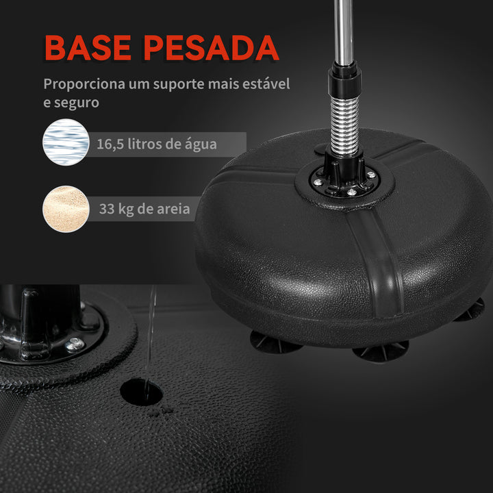 Saco de Boxe de Pé com Altura Ajustável de 4 Níveis Punching Ball com Base Preenchida Luvas e Inflador para Adultos e Adolescentes Ø45x133-151 cm Preto