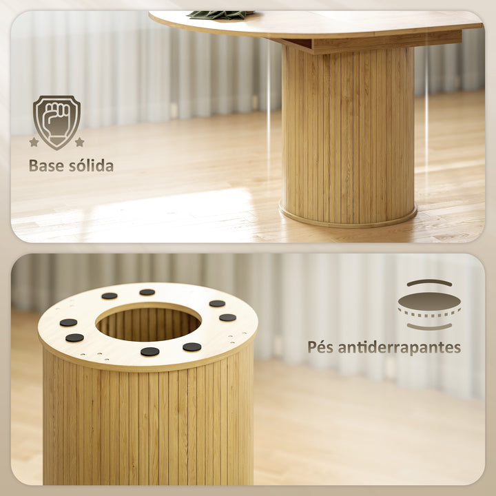 Mesa de Jantar Extensível Redonda 110-150 cm Mesa de Cozinha Extensível para 6-8 Pessoas com Base Estriada para Sala de Estar 110-150x110x75 cm Madeira