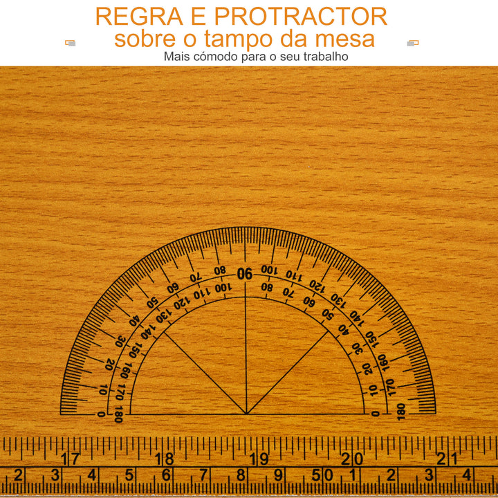 Bancada de Trabalho Dobrável Mesa de Trabalho Dobrável com Régua Transferidor Carga 100 kg 100x60x75,5 cm Madeira e Preto