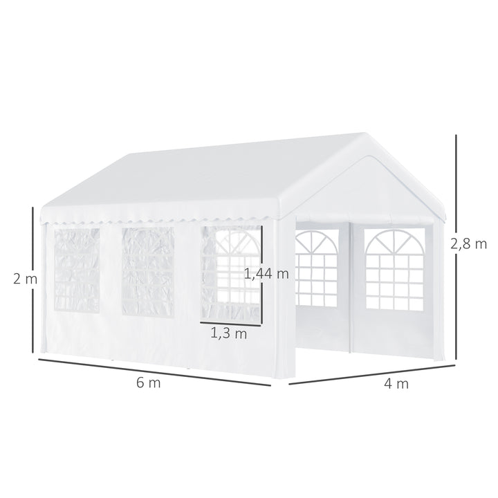 Pérgola para Jardim 6x4x2,8m de Tela de PE Aço Branco