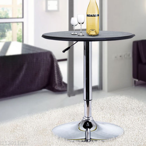 Mesa de Bar Redonda ajustável em altura hidráulica Pub Vinil Preto Ø63x(67-93) cm