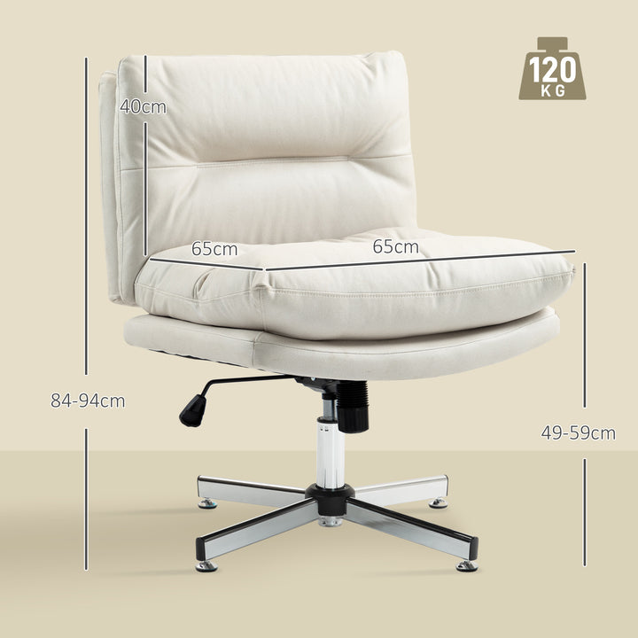 Cadeira de Escritório sem Apoio para os Braços Cadeira de Escritório com Altura Ajustável Função Basculante Base Cruzada e Assento Amplo Cadeira para Estúdio 65x65x84-94 cm Cinza Claro