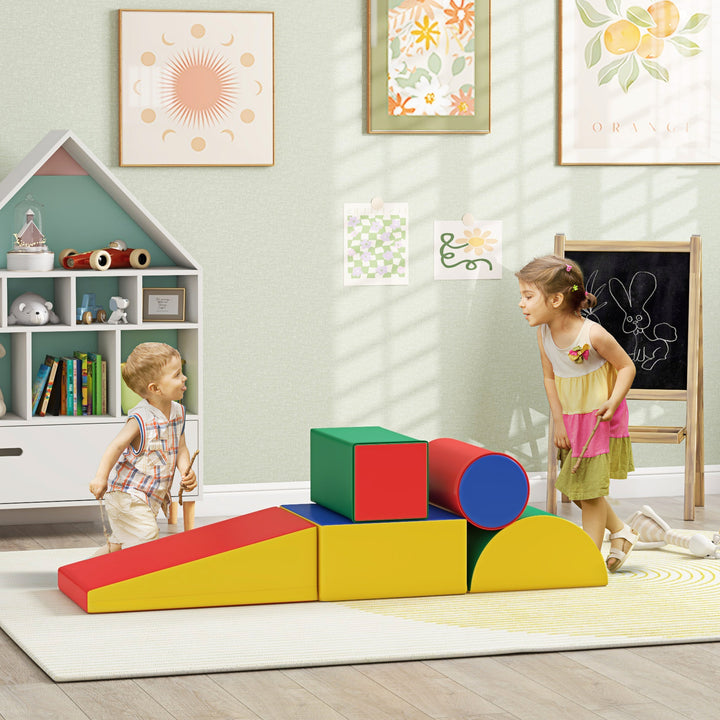 Conjunto de 5 Blocos de Psicomotricidade para Crianças Blocos de Construção Figuras de Construção Brinquedo de Aprendizagem para Escalar Gatear Multicor