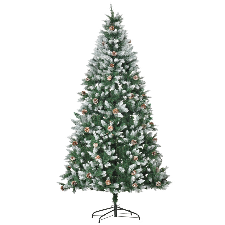 Árvore de Natal Artificial Ø105x210cm com 1440 Pontas de PVC e 75 Pinhas Base Dobrável e Suporte de Aço Decoração de Natal para Interiores Verde