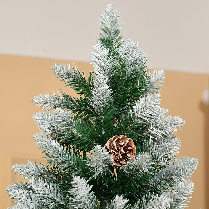 Árvore de Natal Artificial Ø105x210cm com 1440 Pontas de PVC e 75 Pinhas Base Dobrável e Suporte de Aço Decoração de Natal para Interiores Verde