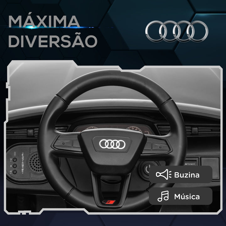 Carro Elétrico para Crianças acima de 3 Anos Carro Audi Q8 Etron Sportback Infantil com Bateria 12V Controlo Remoto Faróis Buzina e Música 98x49,5x43 cm Cinza
