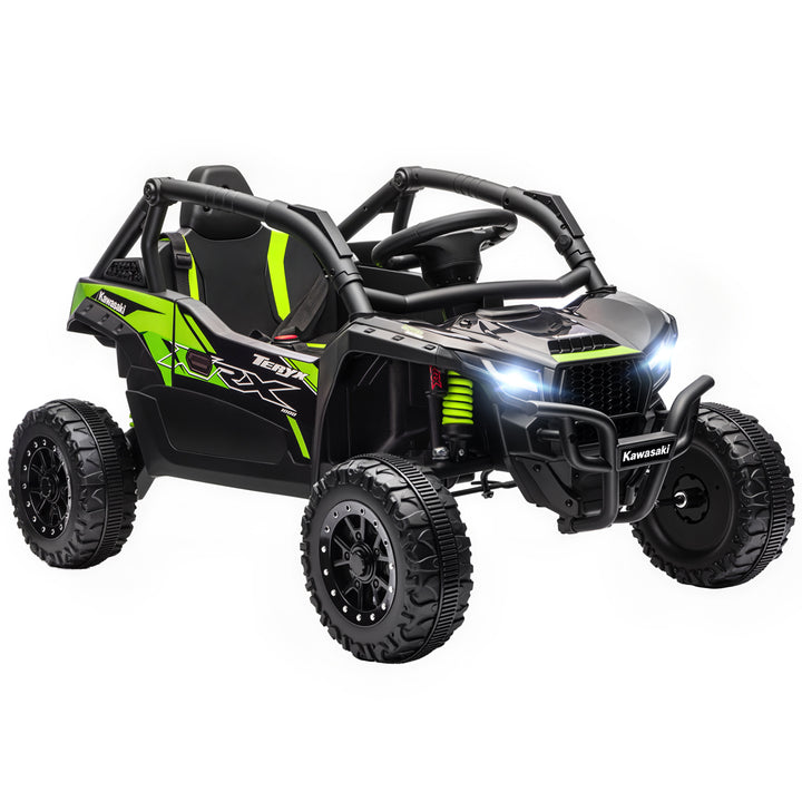 Carro Elétrico para Crianças 12V Kawasaki Teryx KRX 1000 Carro a Bateria UTV com 2 Motores Controlo Remoto 2,4G Suspensão Traseira Faróis USB para Crianças acima de 3 Anos 100x64x56 cm Preto