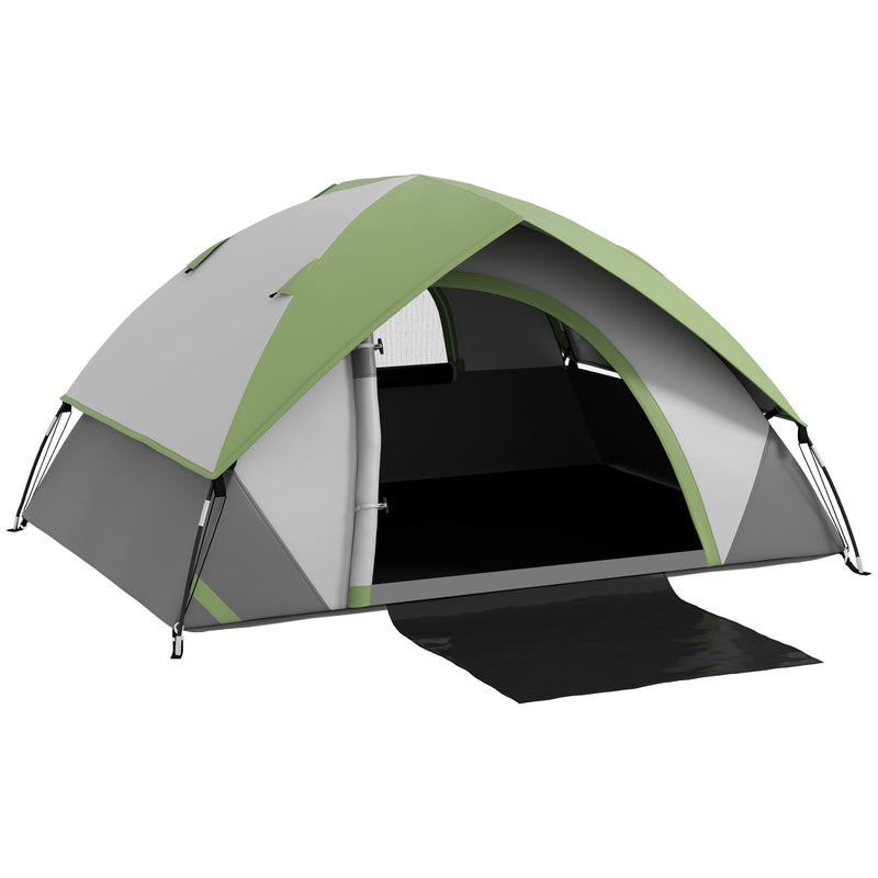 Tenda de Campismo para 4-5 Pessoas Tenda de Campismo Dobrável com Janela e Bolsa de Transporte Impermeável 3000 mm 270x210x150 cm Verde