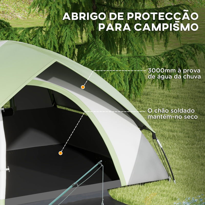 Tenda de Campismo para 4-5 Pessoas Tenda de Campismo Dobrável com Janela e Bolsa de Transporte Impermeável 3000 mm 270x210x150 cm Verde