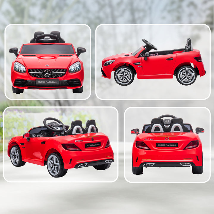 Carro Elétrico Mercedes SLC 300 12V para Crianças de 3-6 Anos com Controlo Remoto Faróis LED Buzina Música TF USB e Abertura da Porta 3-5km/h 107x62,5x44 cm Vermelho
