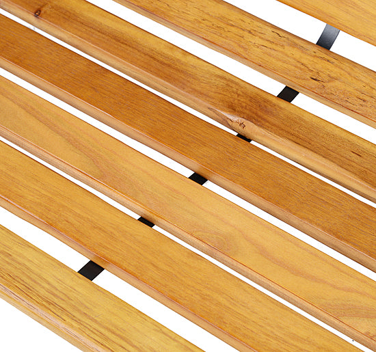 Banco de jardim 2 lugares com encosto e apoios de braços Ripas de madeira e estrutura de aço Carga 230 kg 122x60x80 cm Cor natural e preto