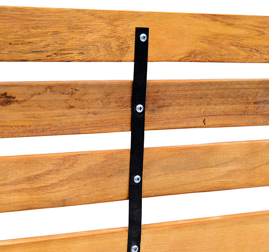 Banco de jardim 2 lugares com encosto e apoios de braços Ripas de madeira e estrutura de aço Carga 230 kg 122x60x80 cm Cor natural e preto