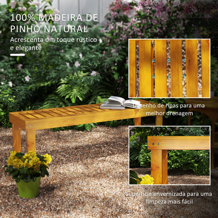 Banco de Jardim de 2 Lugares Banco de Madeira com Assento em Ripas Carga 300 kg Banco para Pátio Exterior Varanda 120x34x43 cm Teca
