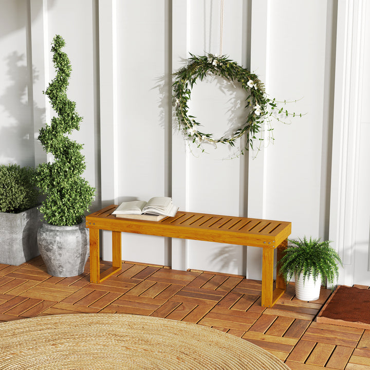 Banco de Jardim de 2 Lugares Banco de Madeira com Assento em Ripas Carga 300 kg Banco para Pátio Exterior Varanda 120x34x43 cm Teca