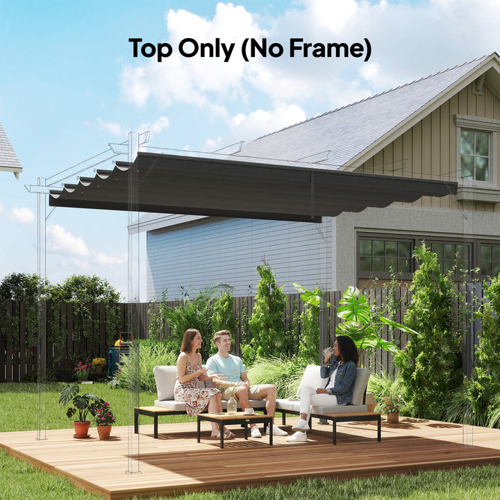Cobertura para Pérgola 3,5x2,5 m Teto de Substituição Retrátil para Pérgola com 10 Orifícios de Drenagem Cinza Escuro