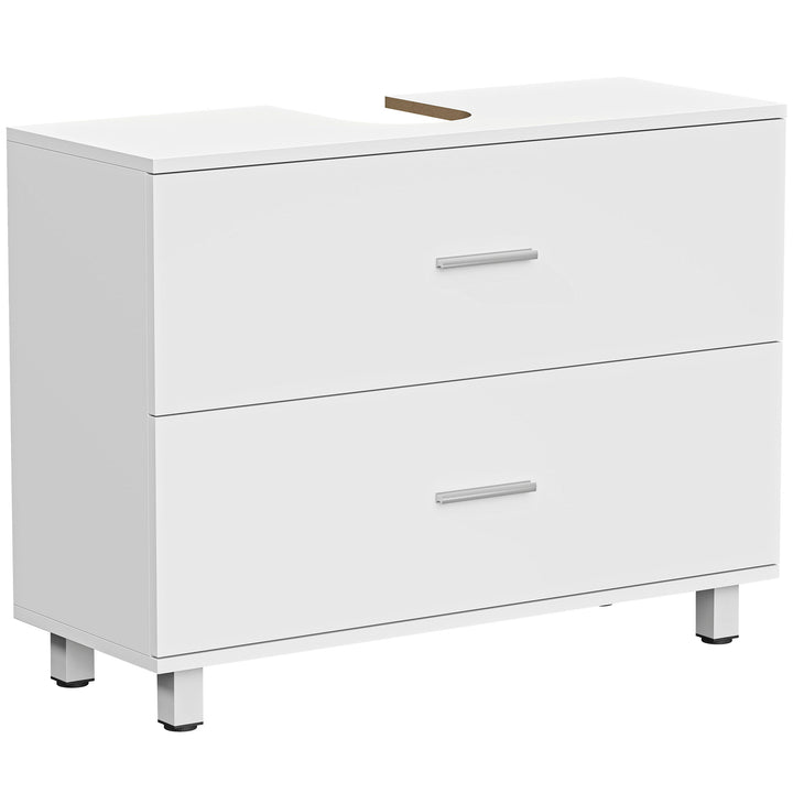 Móvel para Lavatório Pousar de Casa de Banho com 2 Gavetas Móvel para Lavatório com Gaveta Superior Dividida para Lavatório sem Pedestal 80x30x60 cm Branco
