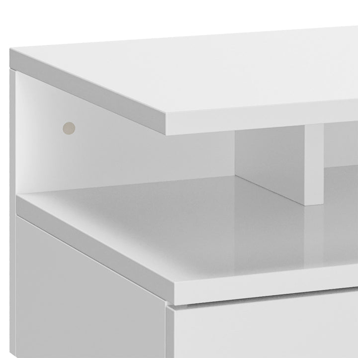 Conjunto de 2 Mesas de Cabeceira Flutuante com 1 Gaveta e Prateleira Aberta com Desenho Moderno Montado na Parede 35x32x22,5 cm Branco