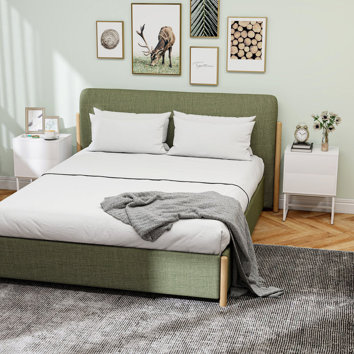 Conjunto de 2 Mesas de Cabeceira Estreitas Mesas de Cabeceira Quarto com 2 Gavetas Abertura por Pressão e Pés de Aço Estilo Moderno 40x30x55 cm Branco