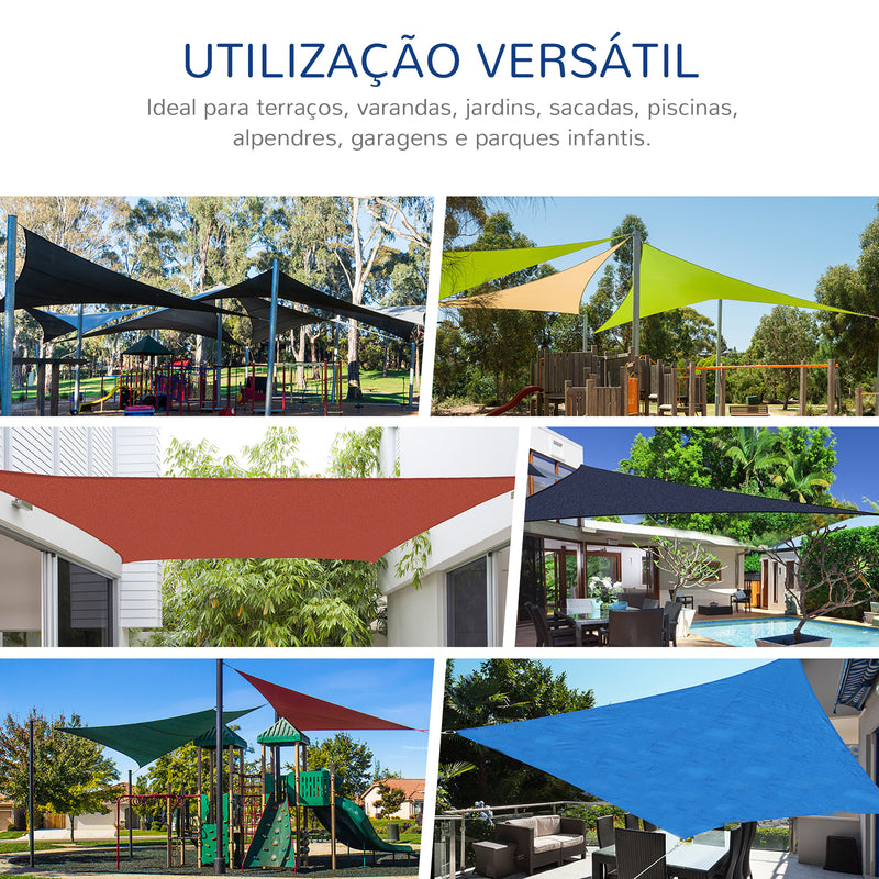 Vela de Sombra Retangular 4x3 m Toldo Vela com Proteção UV Bolsa de Transporte Anéis de Aço Inoxidável e Cordas para Jardim Pátio Cinza