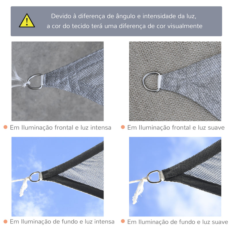 Vela de Sombra Retangular 4x3 m Toldo Vela com Proteção UV Bolsa de Transporte Anéis de Aço Inoxidável e Cordas para Jardim Pátio Cinza