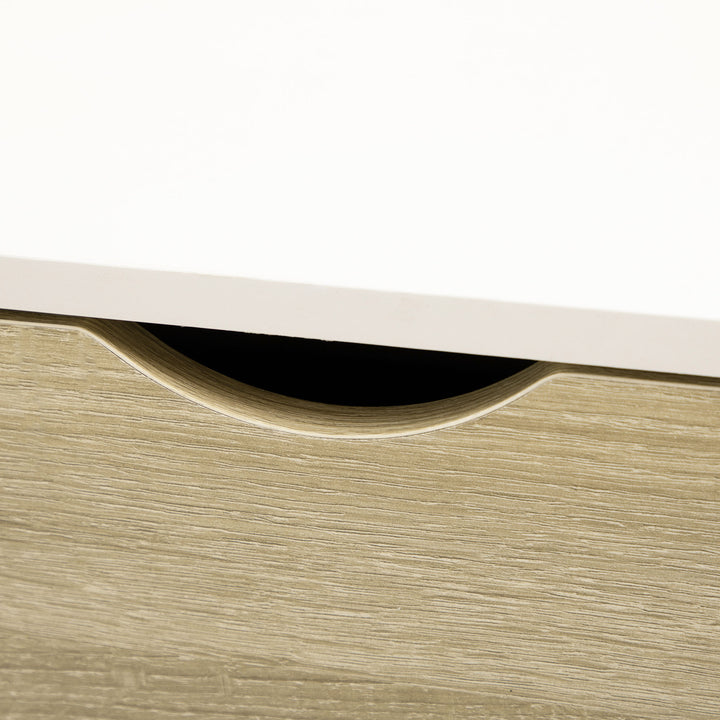 Mesa de Centro Retangular Mesa de Sala de Estar com 2 Gavetas e Compartimentos Abertos Estilo Nórdico para Escritório Dormitório Estúdio 106x58x39,5cm Branco e Madeira