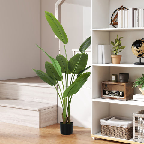 Planta Artificial Decorativa 160 cm Bananeira Artificial com Vaso e Folhas para Interior Casa Sala de Estar Escritório Verde