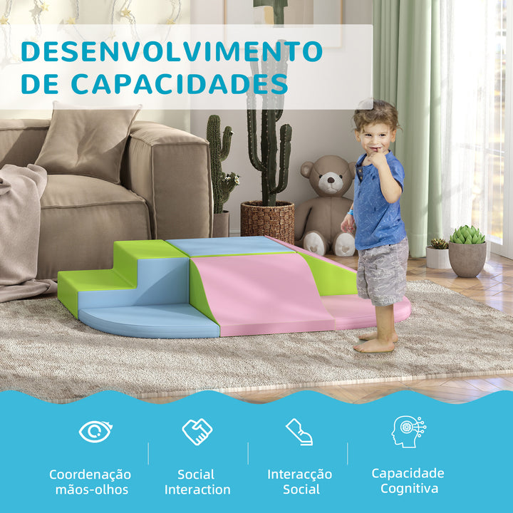 Conjunto de 6 Blocos de Espuma para Crianças de 12-36 Meses Brinquedo Educativo de Construção Infantil para Escalar 150x100x24 cm Multicor