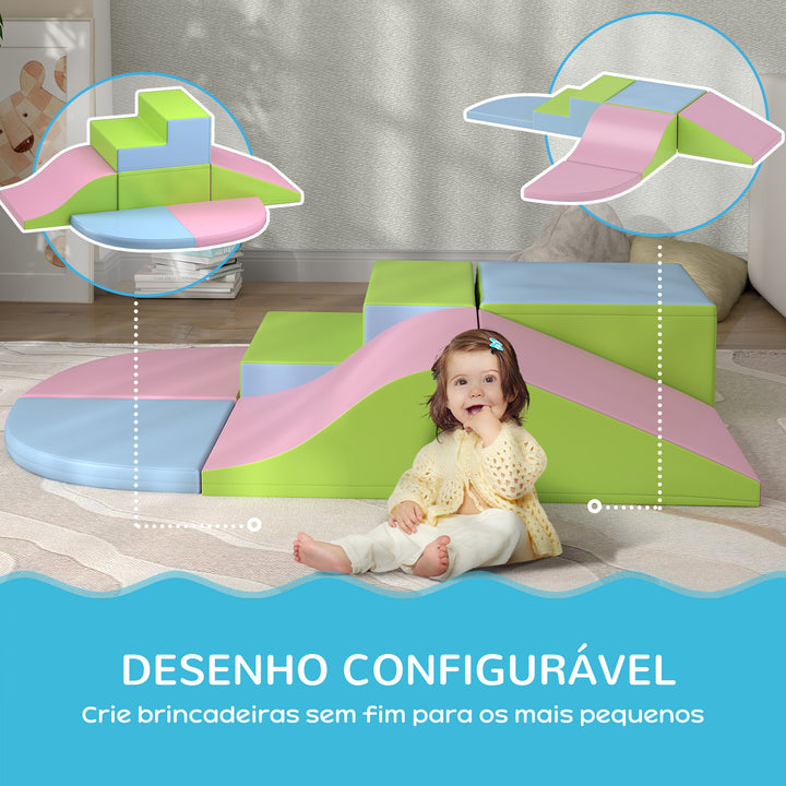 Conjunto de 6 Blocos de Espuma para Crianças de 12-36 Meses Brinquedo Educativo de Construção Infantil para Escalar 150x100x24 cm Multicor