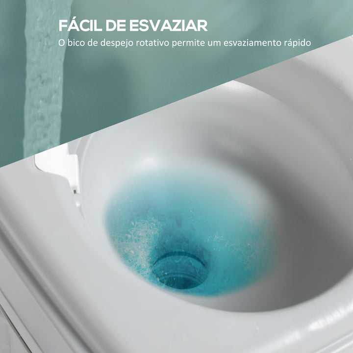 Sanita Portátil 20L Sanita Portátil com Indicador de Nível Capacidade 150 kg para Campismo Viagem Idosos Caravana Barco 33x40x43 cm Cinza