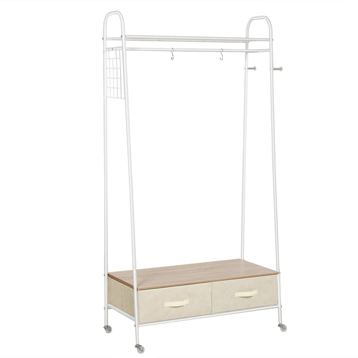 Cabide para Roupa com Varão Prateleiras, Gavetas para Organizar Roupa, Malas, Sapatos 99x47x185cm