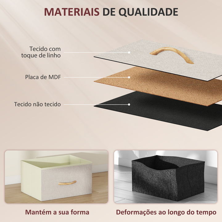 Cómoda Alta de Tecido com 4 Gavetas 4 Bolsos Laterais 2 Ganchos e Estrutura de Aço Cómoda para Quarto Sala de Estar Corredor 45x30x94,5 cm Bege