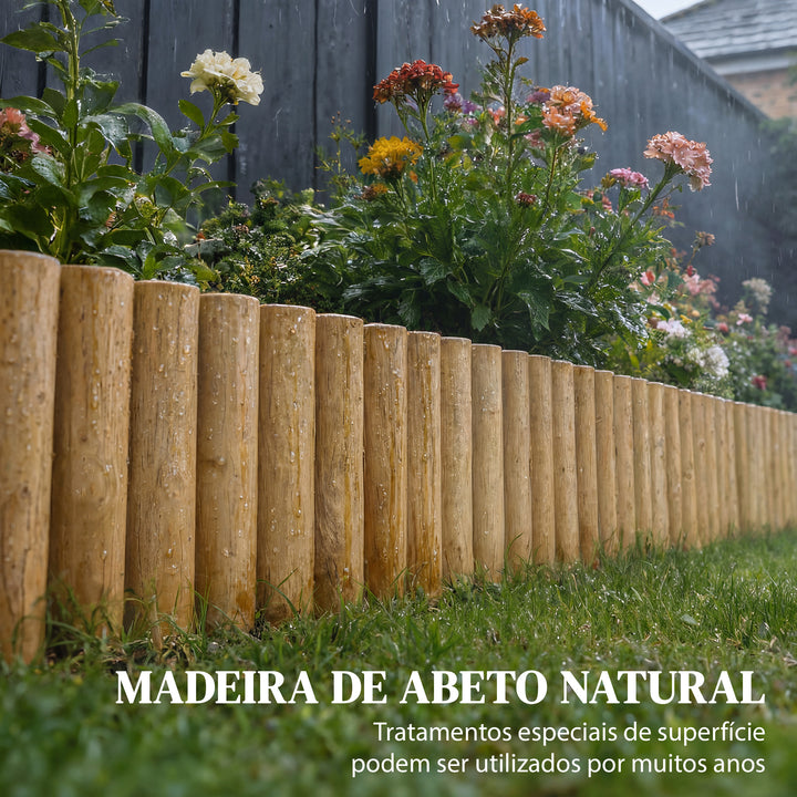 Cerca de Jardim em Madeira 176x38 cm Cerca Decorativa Resistente e Fácil de Instalar para Horta Pátio Terraço Relva Madeira