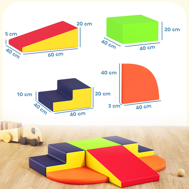 Conjunto de 6 Blocos de Espuma para Crianças, Blocos de Psicomotricidade Infantil com Base Antideslizante, para Crianças dos 0,5 aos 6 Anos, Set de Escalada para Interior, para Escalar e Gatilhar, Multicolorido