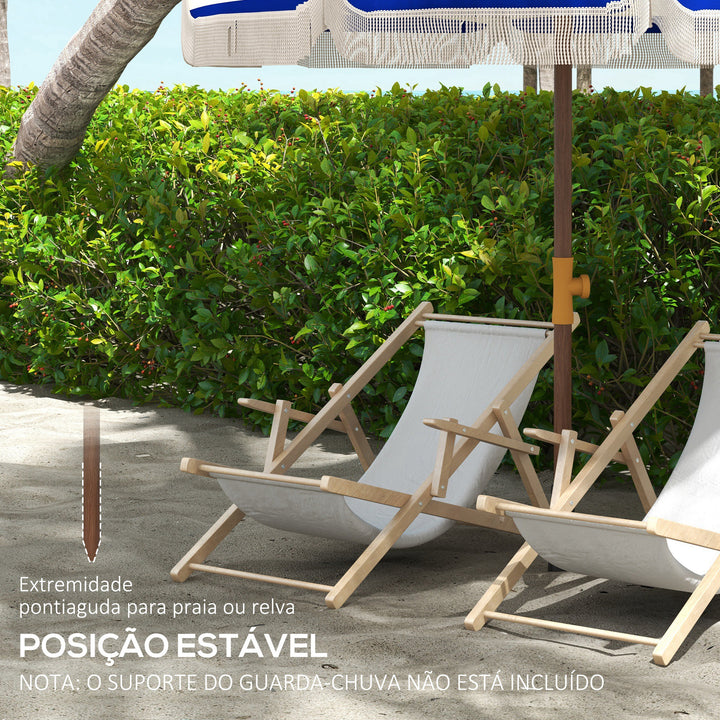 Chapéu de Sol de Praia Ø190x210 cm Chapéu de Sol para Terraço com 8 Varas Abertura Manual Anti-UV Impermeável e Bolsa de Transporte para Jardim Piscina Creme