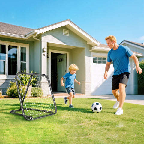 Rede de Rebote Dobrável com Ângulo Ajustável de 5 Níveis para Treinamento de Futebol Tenis Beisebol Desportes 84x78x65-78cm Preto