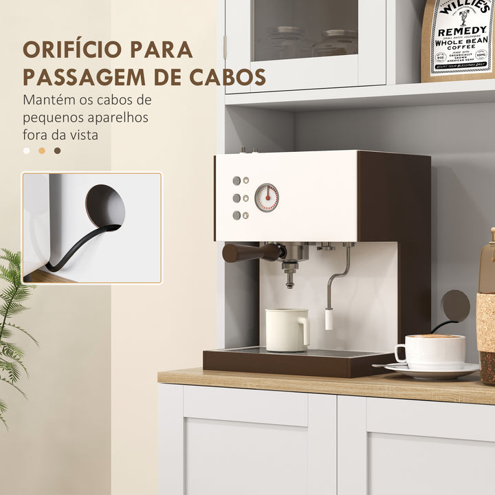 Armário de Cozinha Armário Alto de Cozinha Móvel Auxiliar de Cozinha com 3 Portas Prateleiras Ajustáveis e Prateleiras na Porta para Sala de Jantar 60x35x169 cm Branco