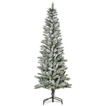 Árvore de Natal 180cm Neve Artificial com 394 Ramos Ignífugos de PVC Base Dobrável e Suporte de Aço Decoração de Natal para Interiores Ø60x180cm Verde e Branco