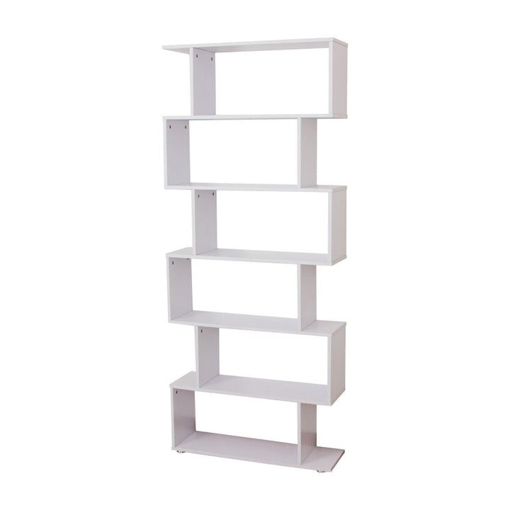 Estante Moderna em forma de S tipo Biblioteca de 6 Prateleiras- Madeira– Cor: Branco- 80 x 25 x 192 cm