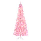 Árvore de Natal Artificial Altura 180cm Ignífugo com 618 Ramos 300 Luzes LED IP20 Folhas de PVC Abertura Automática Base Dobrável e Suporte Metálico Decoração de Natal para Interiores Rosa