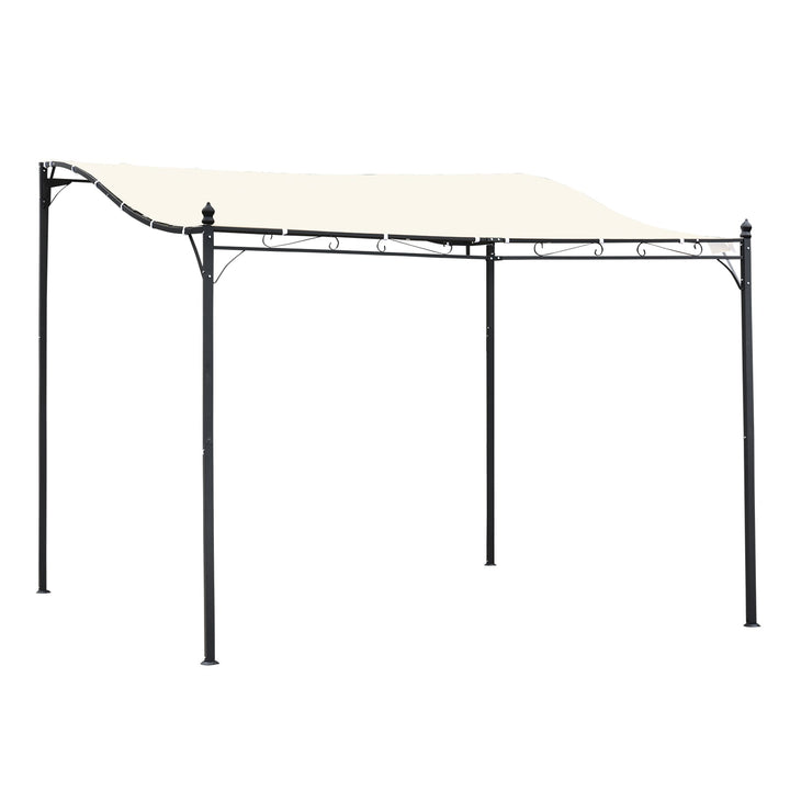 Pérgola para Jardim 297x297x250cm de Parede Curva Aço e Poliéster Creme