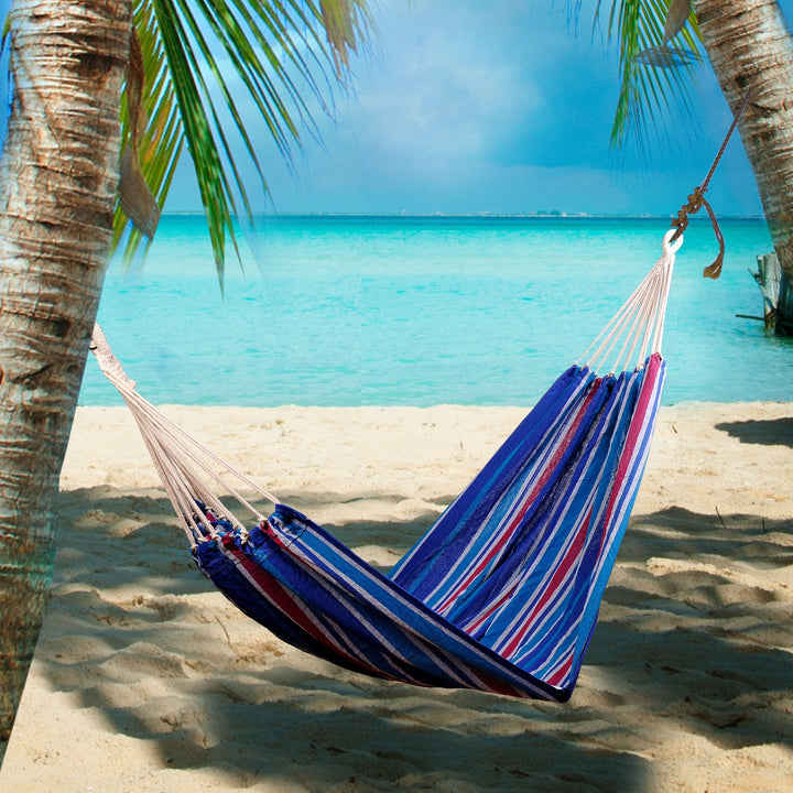 Rede de dormir para pendurar praia piscina jardim Camping 70% Algodão Azul Várias medidas e cores 210 x 150 cm