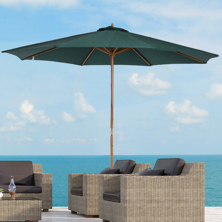 Guarda-sol Verde Madeira Terraço Praia Jardim Piscina Camping F300x250 cm