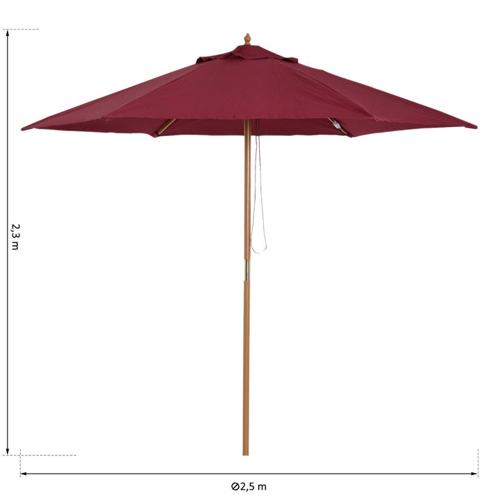 Parasol Pátio Terraço Jardim Diâmetro 2,5m Altura 2,3 m Cor Vinho