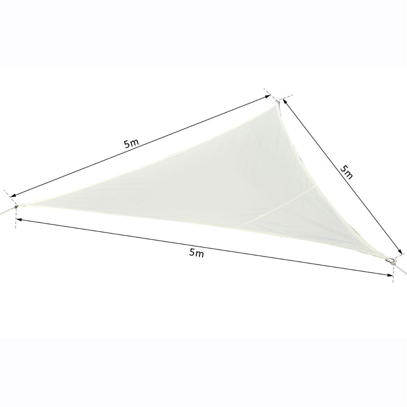 Toldo Vela Triangular 5x5x5 m para Varanda Jardim Campismo creme