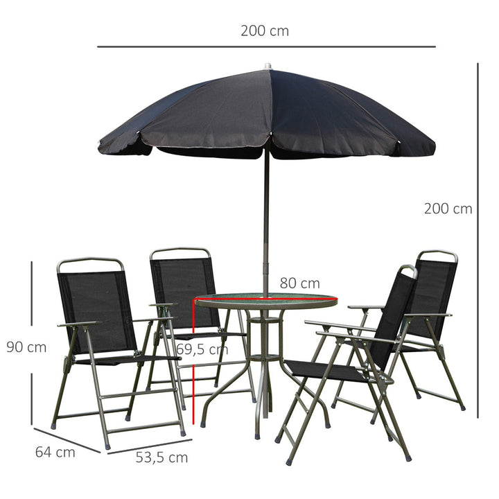 Conjunto de Móveis para Jardim Terraço ou Pátio com 4 Cadeiras 1 Mesa e 1 guarda-sol - Textilene, Alumínio e Poliéster